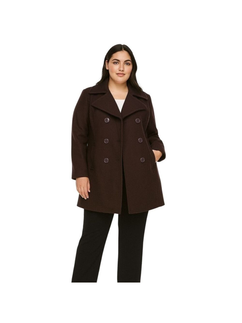 Nautica Brown Wool Pea Coat Plus Size 14 Warm Winter Jacket